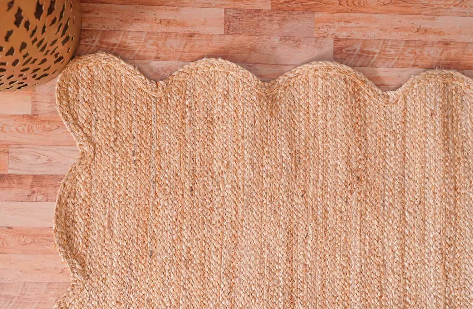 Custom Size Turkish Boho Handmade Solid Natural Jute Braided Scalloped Rectangle Rug - Image 9