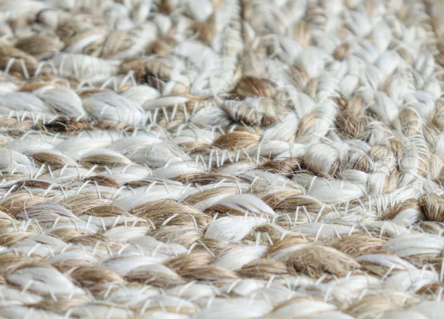 Handmade Scalloped Beige White and Grey Tie Dye Braided Rectangle Jute Rug - Image 5