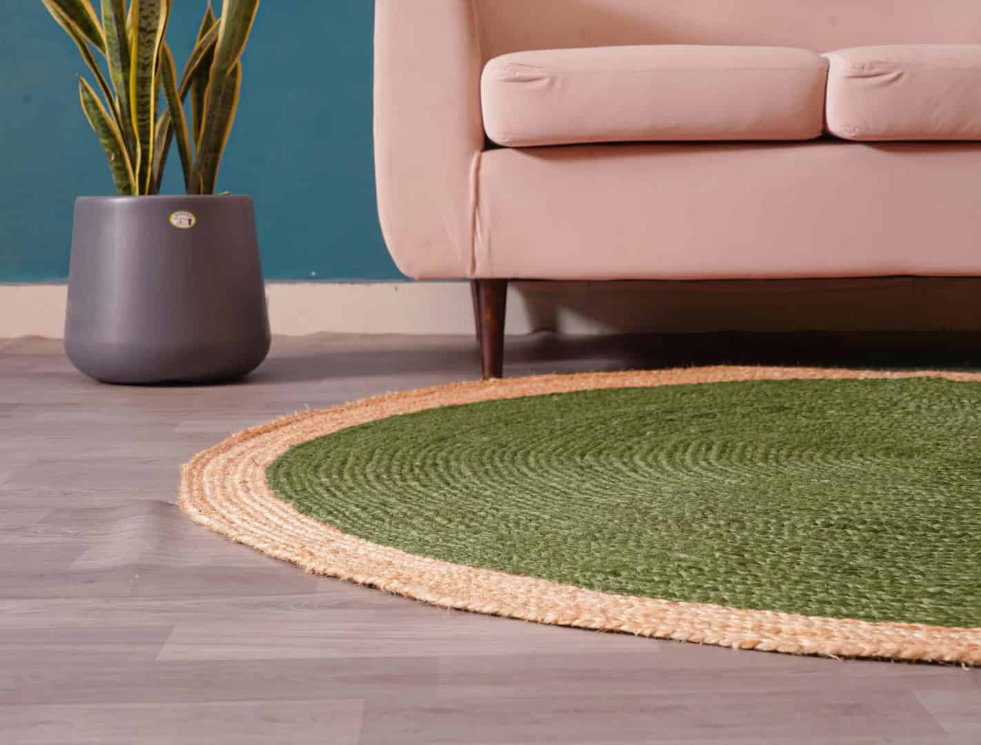 Customized Color with Beige Border Decorative Hand Braided Round Jute Rug  - Image 5