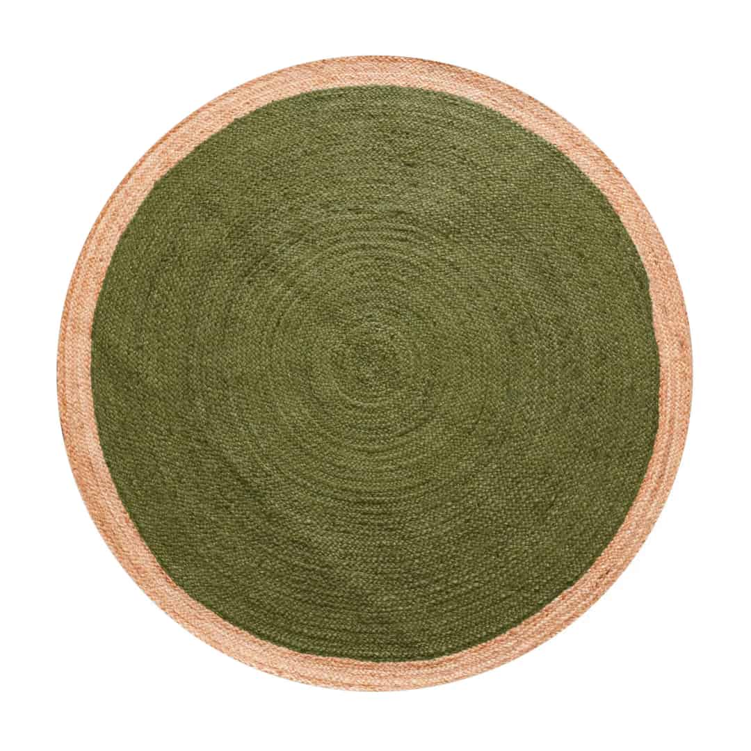 Customized Color with Beige Border Decorative Hand Braided Round Jute Rug  - Image 1