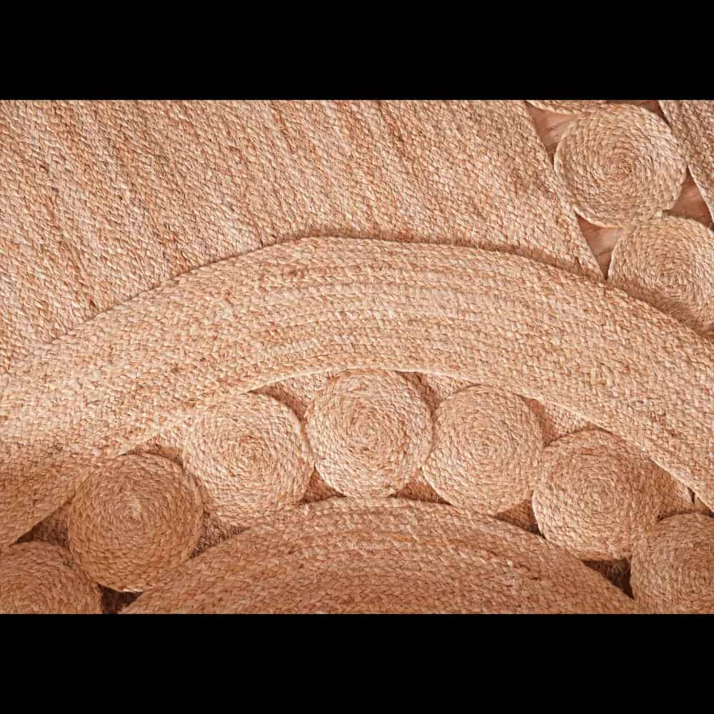 Hand Braided Scalloped Pattern Beige Color Oval Jute Rug  - Image 7