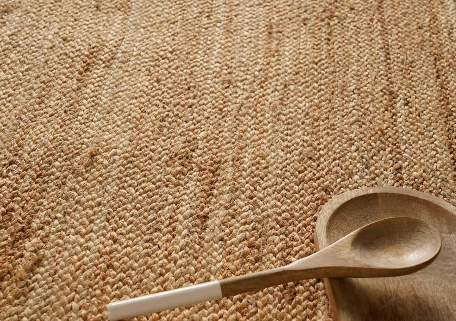 Hand Braided Rectangle Jute Rug Beige with White and Red Two Line Border  - Image 8