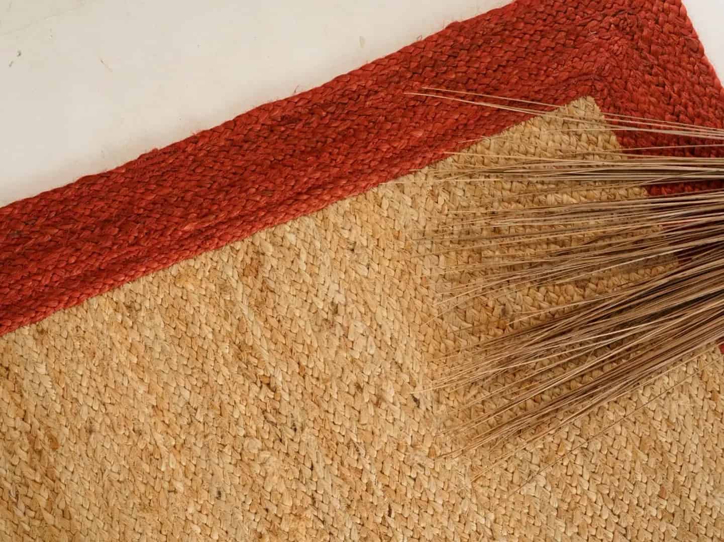 Traditional Hand Braided Rectangle Jute Rug Beige With Customize Color Border  - Image 9