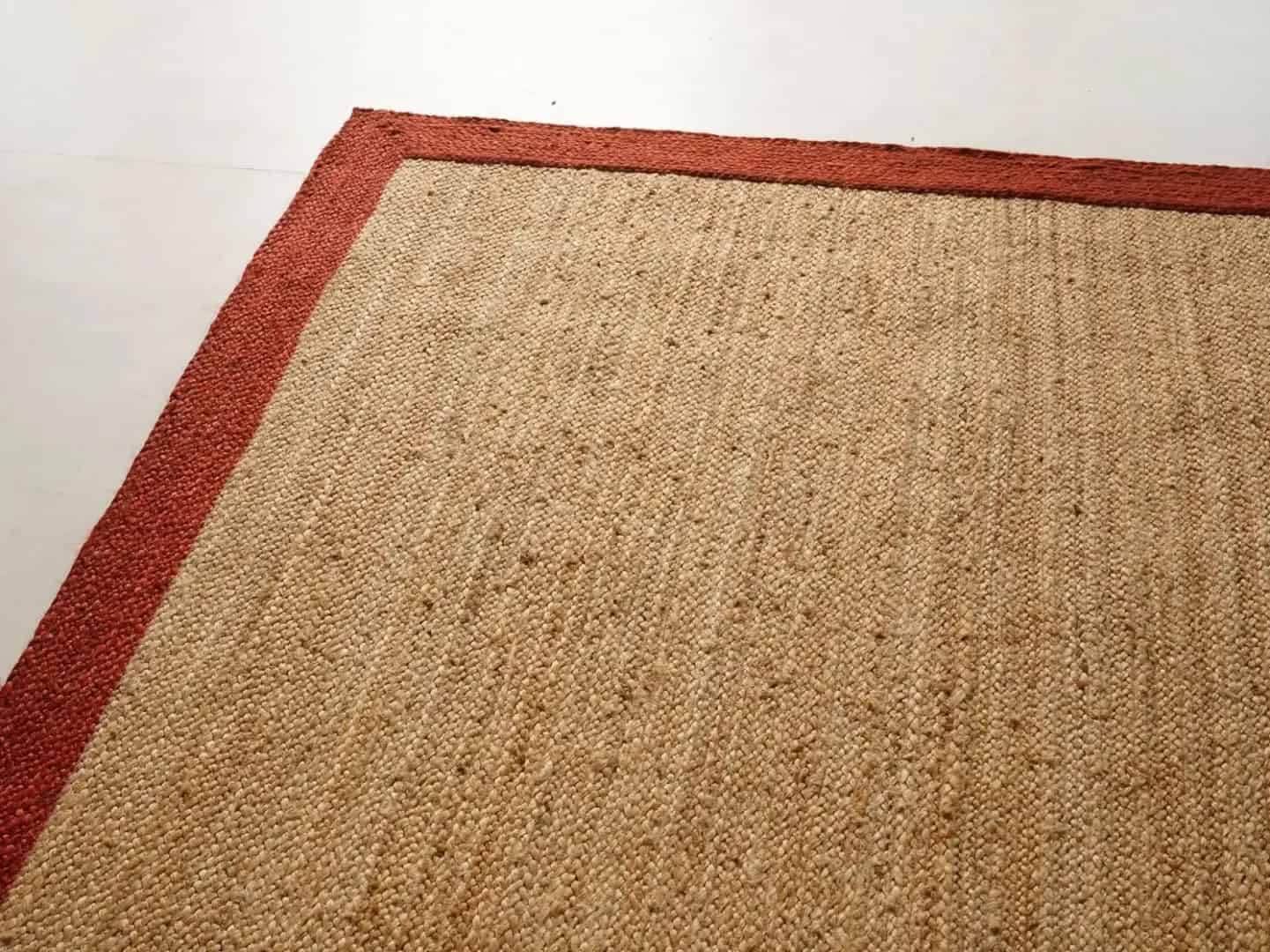 Traditional Hand Braided Rectangle Jute Rug Beige With Customize Color Border  - Image 7