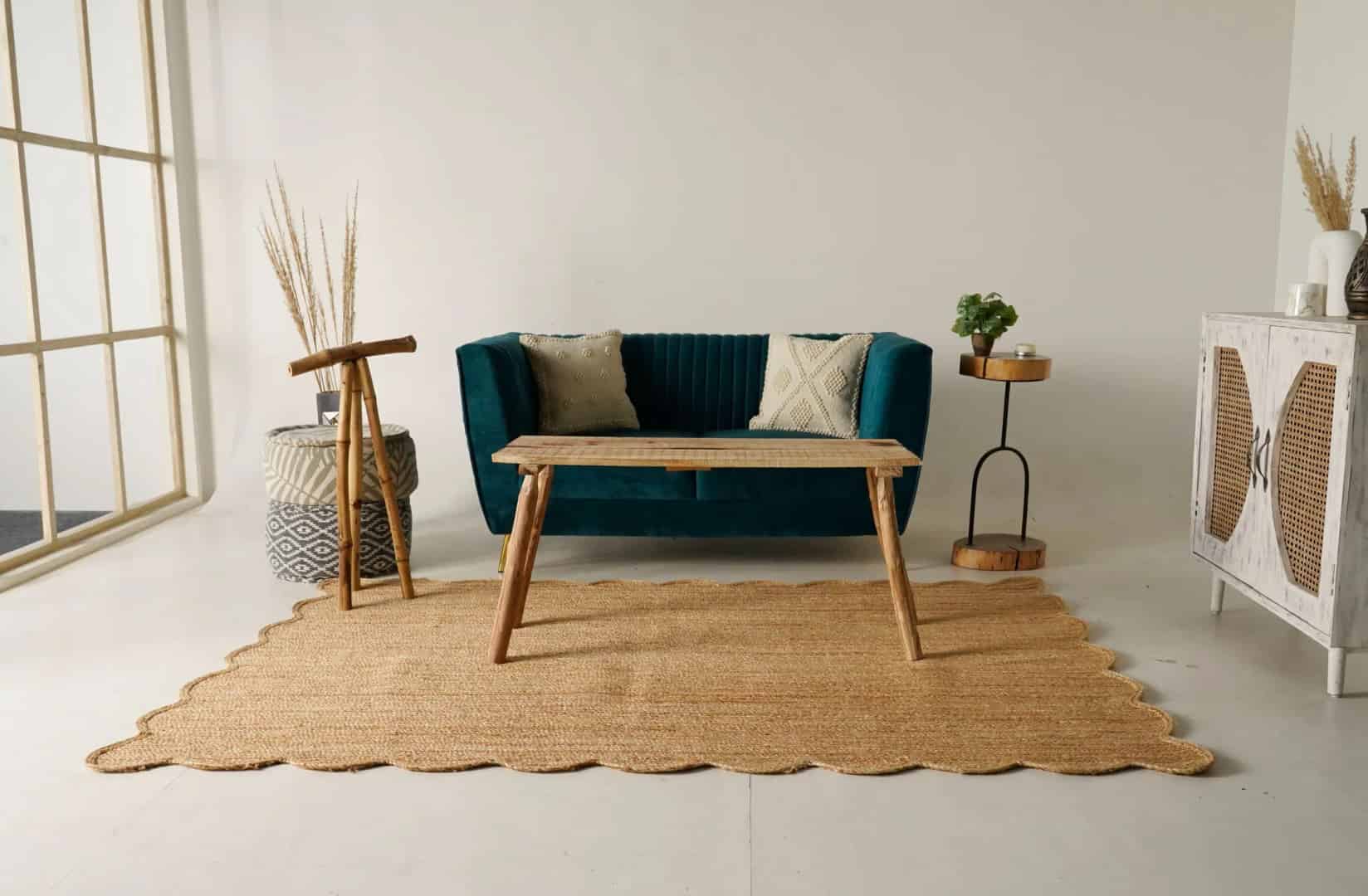 Hand Braided Bohemian Natural Rectangle Scalloped Jute Rug - Image 4