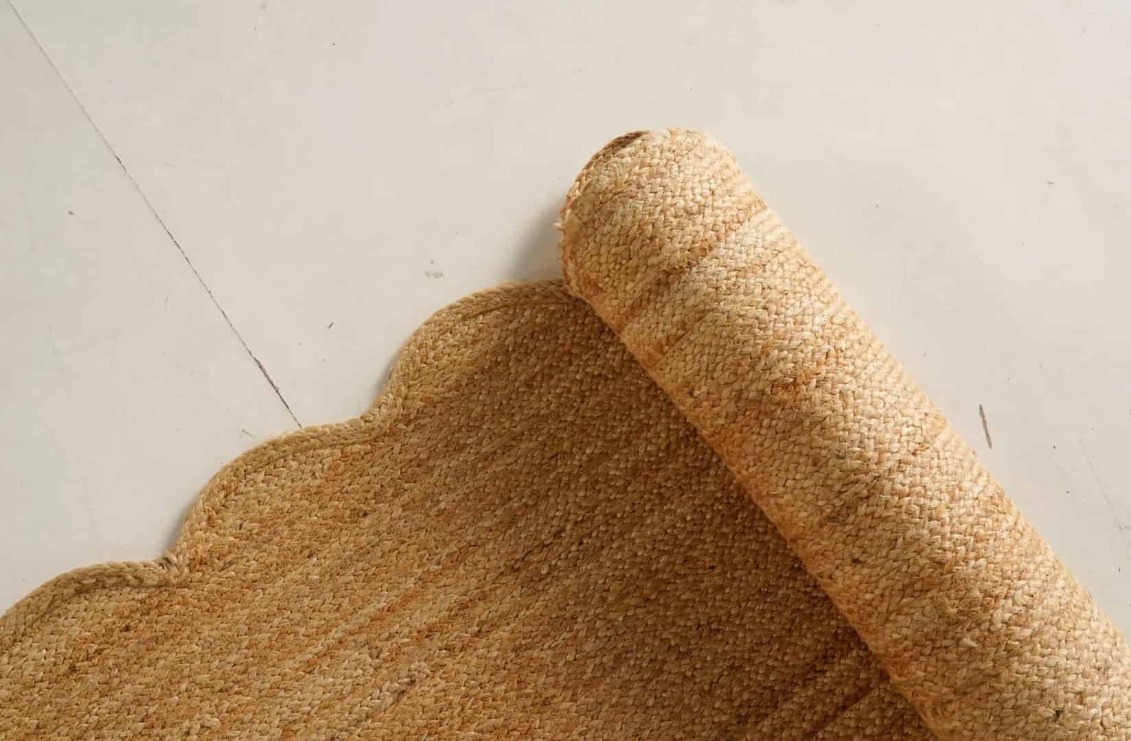 Hand Braided Bohemian Natural Rectangle Scalloped Jute Rug - Image 8