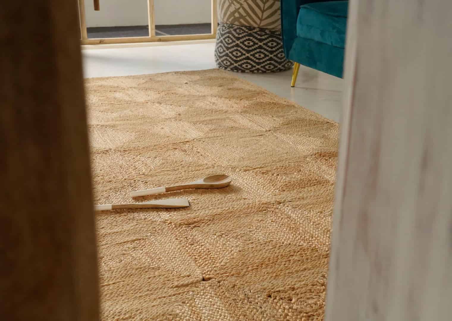 Decorative Handmade Beige with Box Pattern Jute Braided Rectangle Rug - Image 4