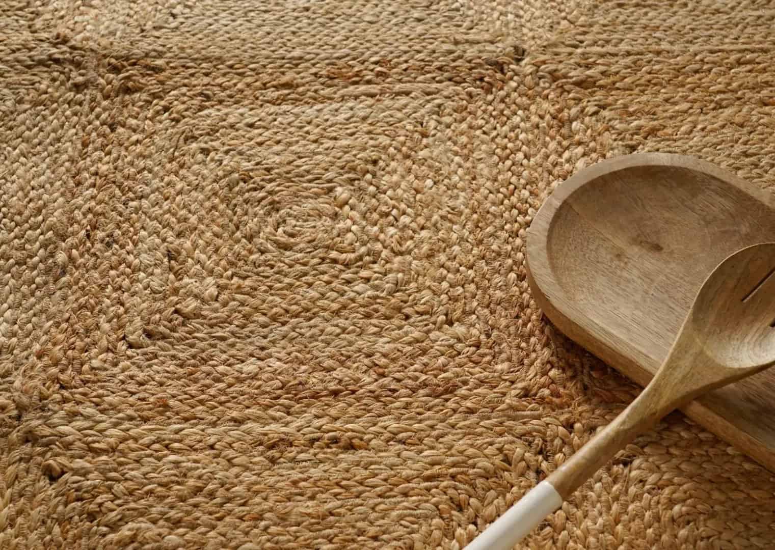 Decorative Handmade Beige with Box Pattern Jute Braided Rectangle Rug - Image 5