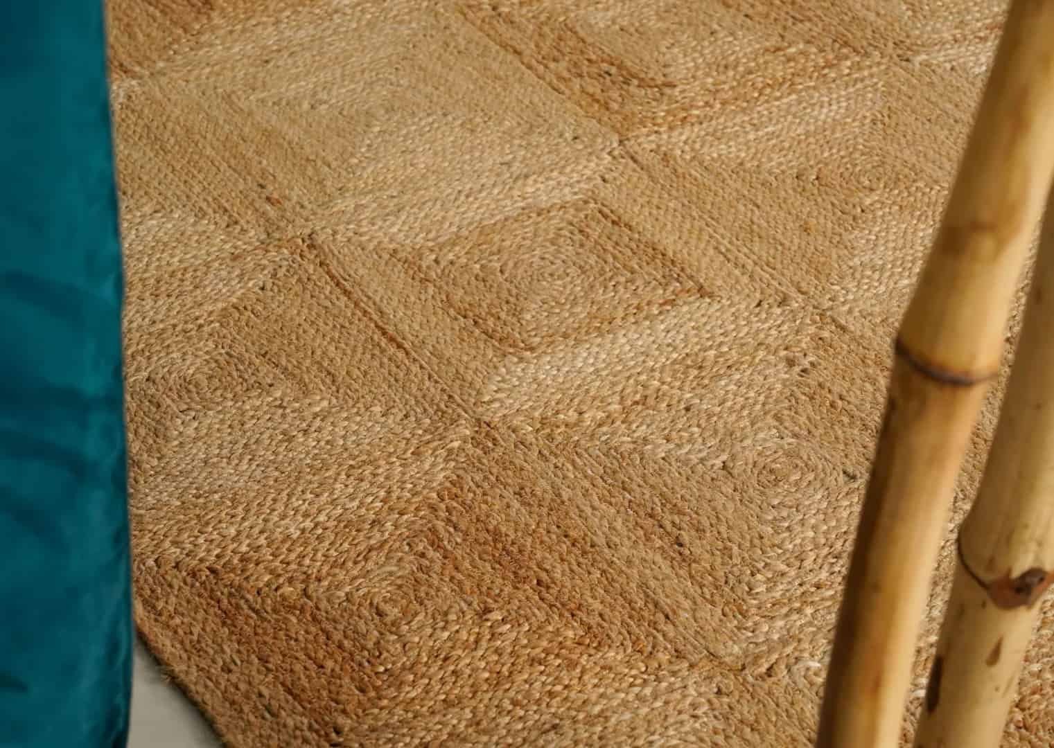 Decorative Handmade Beige with Box Pattern Jute Braided Rectangle Rug - Image 6
