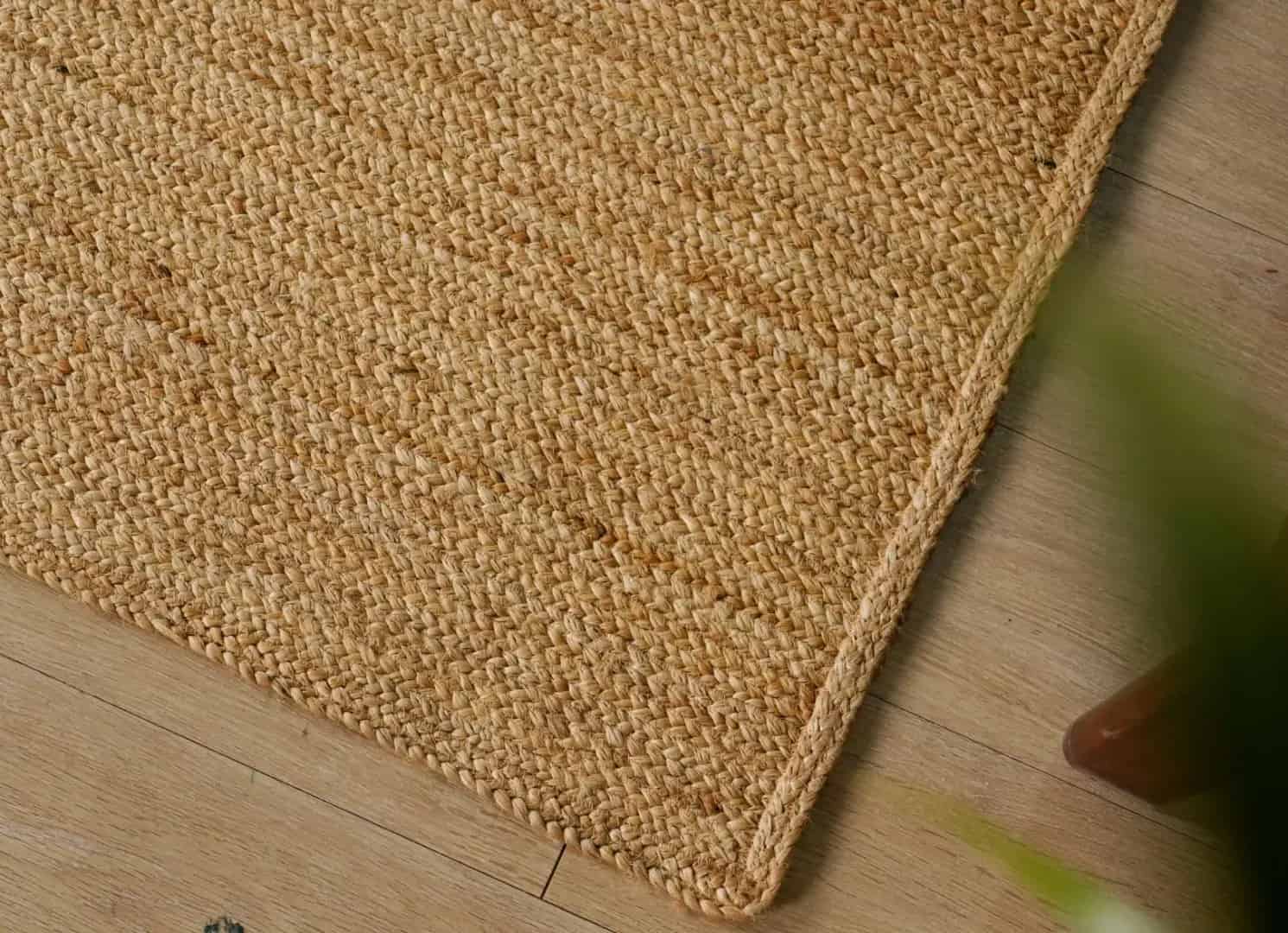 Indian Hand Braided Natural Solid Rectangle Jute Rug Natural Fiber Rug - Image 4
