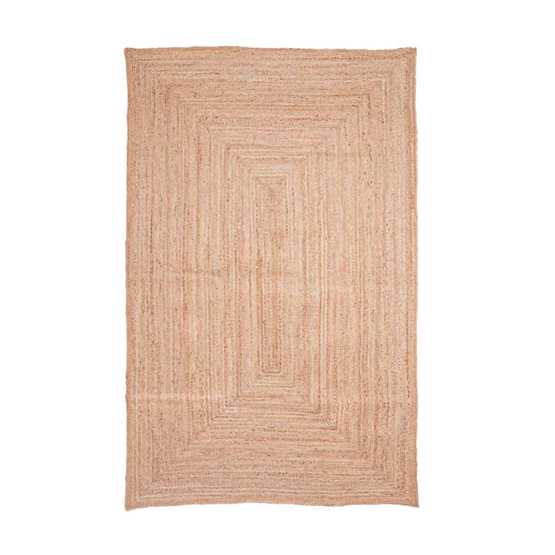 Indian Village Hand Braided Natural Bohemian Rectangle Jute Rug - Image 1