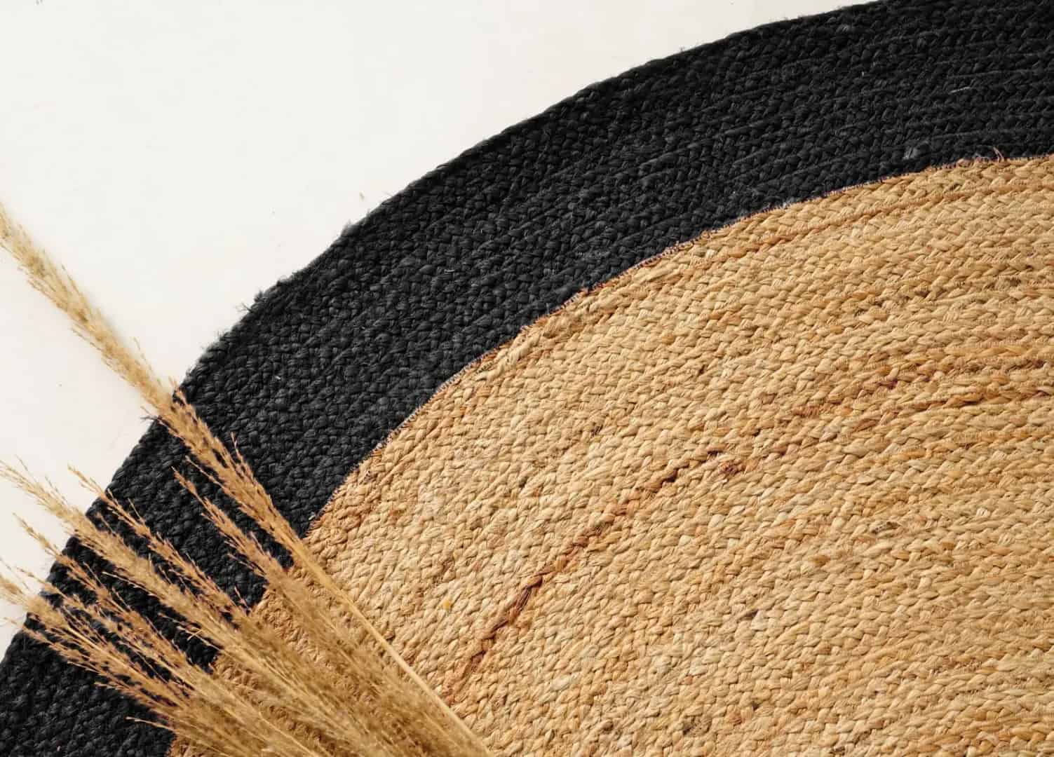 Traditional Indian Hand Braided Oval Jute Rug Beige Color with Multicolor Border - Image 5