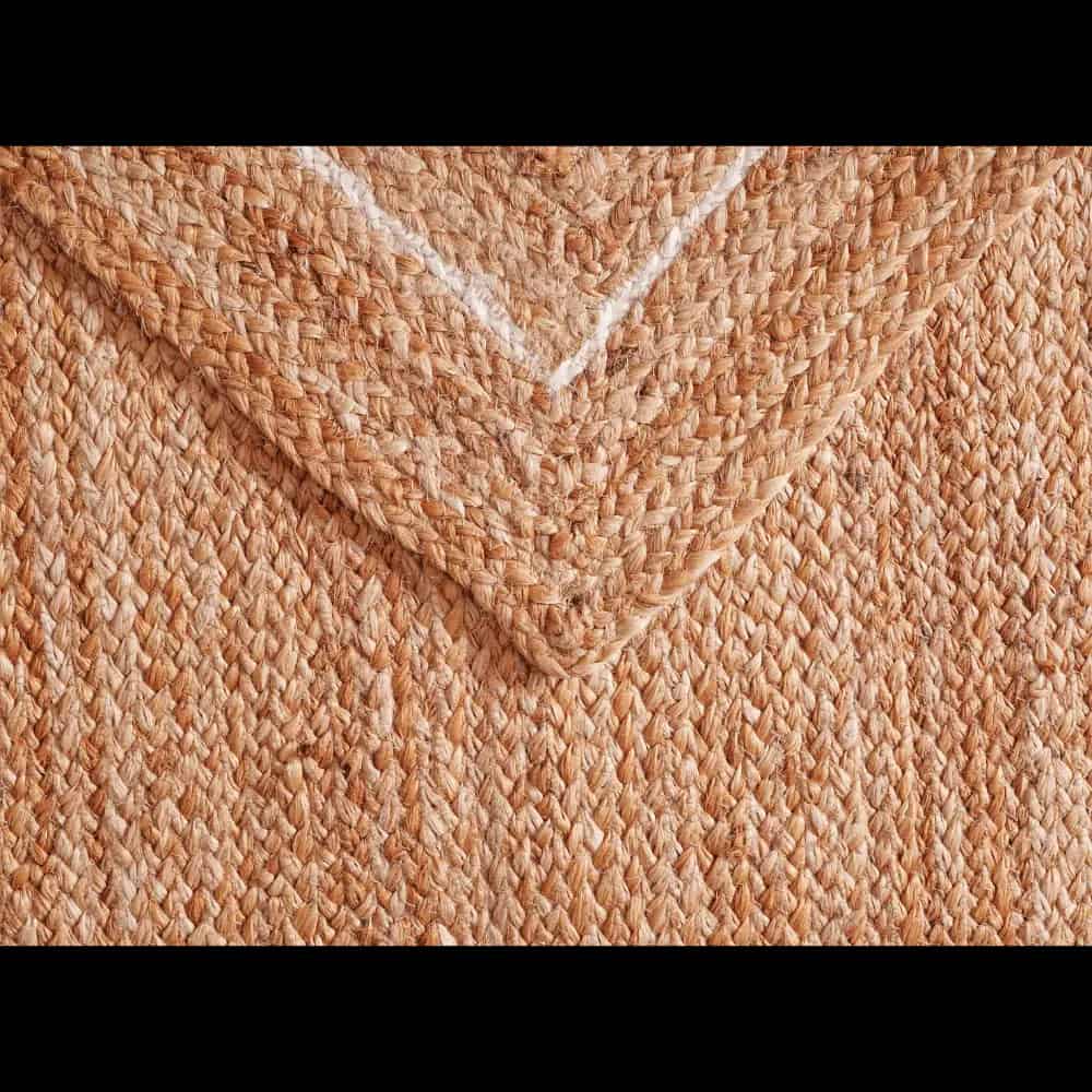 Hand Braided Rectangle Jute Rug With White Triple Line Border  - Image 8