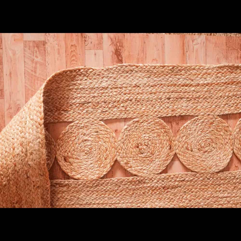 Hand Braided Beige Scalloped Jute Area Rug  - Image 3