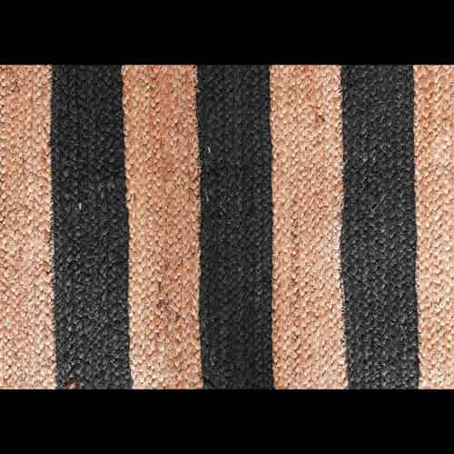 Natural Hand Braided Beige Jute Rug With Black Striped Line Rug  - Image 7