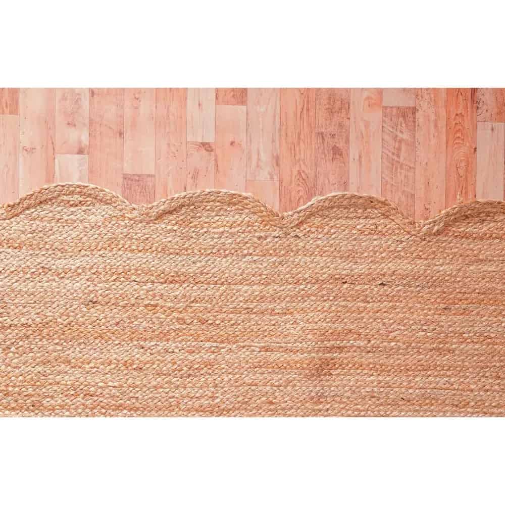 Natural Hand Braided Beige Scalloped Jute Area Rug - Image 7