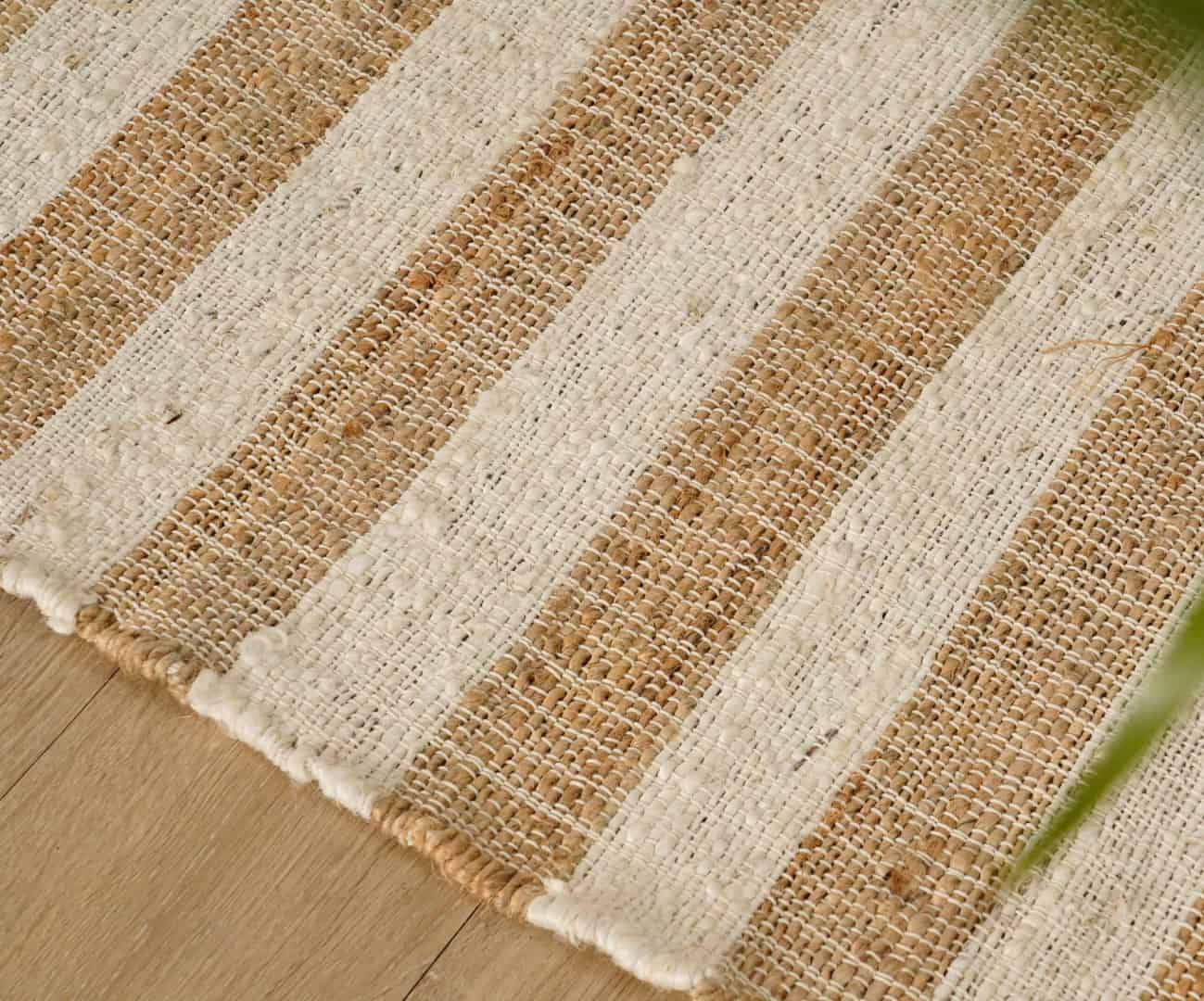 Beige With White Stripes Design Bohemian Boho Moroccan Rug Fringes Jute Rug Hand Woven Bohemian Decor Rug - Image 9