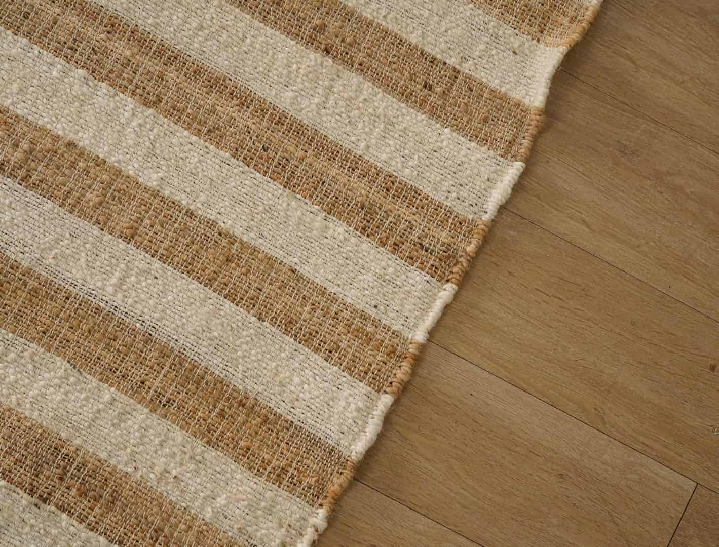 Beige With White Stripes Design Bohemian Boho Moroccan Rug Fringes Jute Rug Hand Woven Bohemian Decor Rug - Image 8