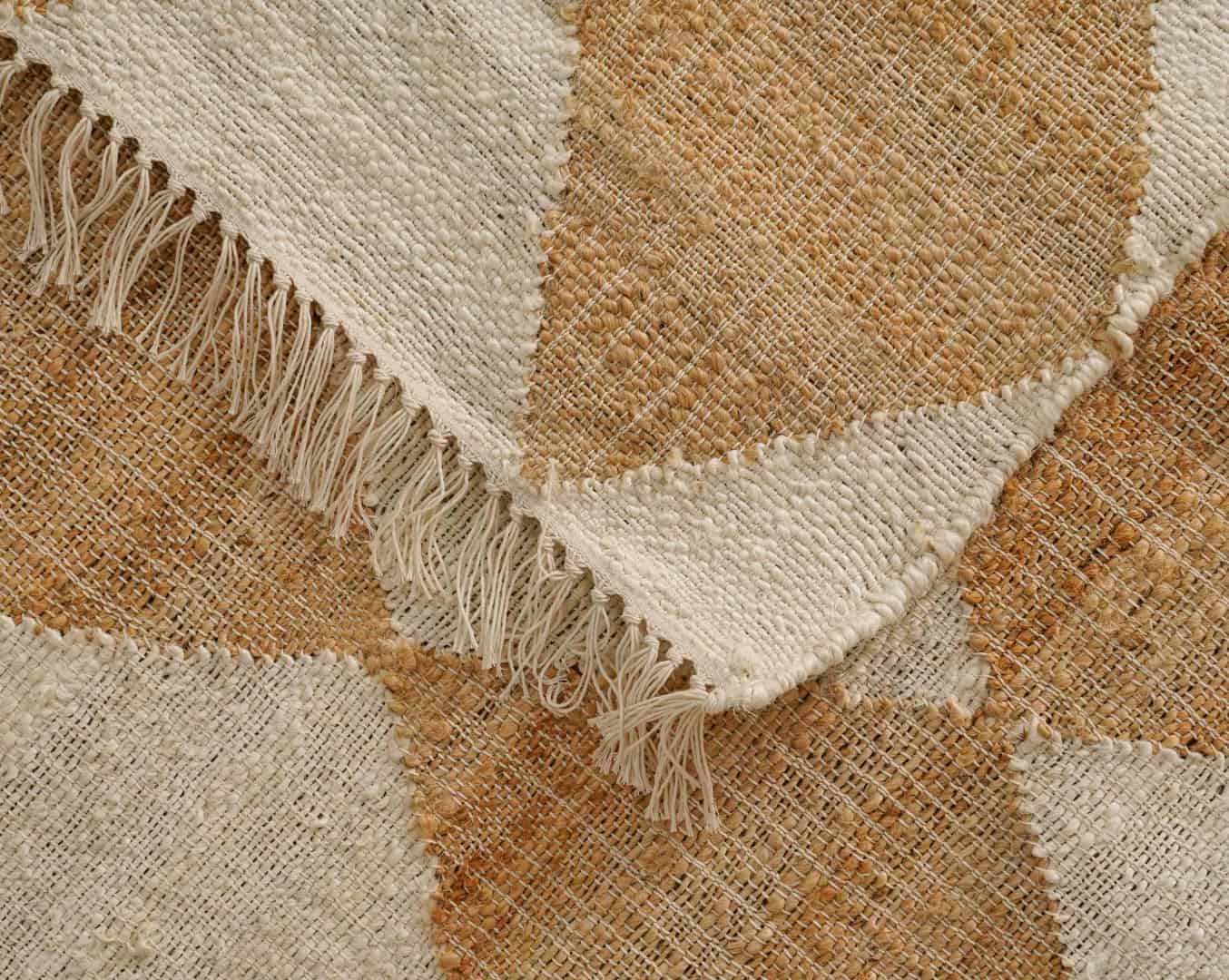 Handwoven Juna Rug, Nordic Scandi Rug in Beige and White Diamond Box Design, Large Area Rug For Living Room - Image 3