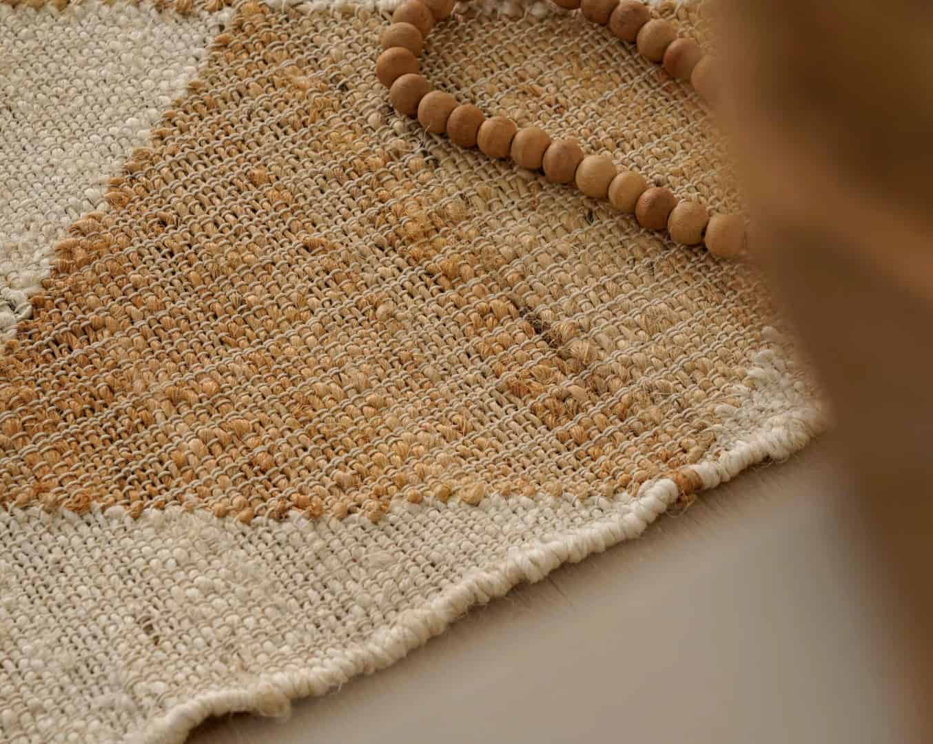 Handwoven Juna Rug, Nordic Scandi Rug in Beige and White Diamond Box Design, Large Area Rug For Living Room - Image 6