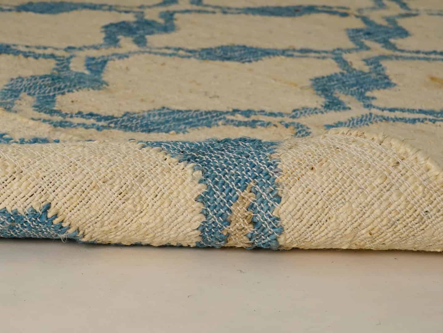 Ivory Blue Scandinavian Design High Quality Hand Woven Flatweave Kilim Modern Boho Geometric Rug For Decor Home Rug - Image 7