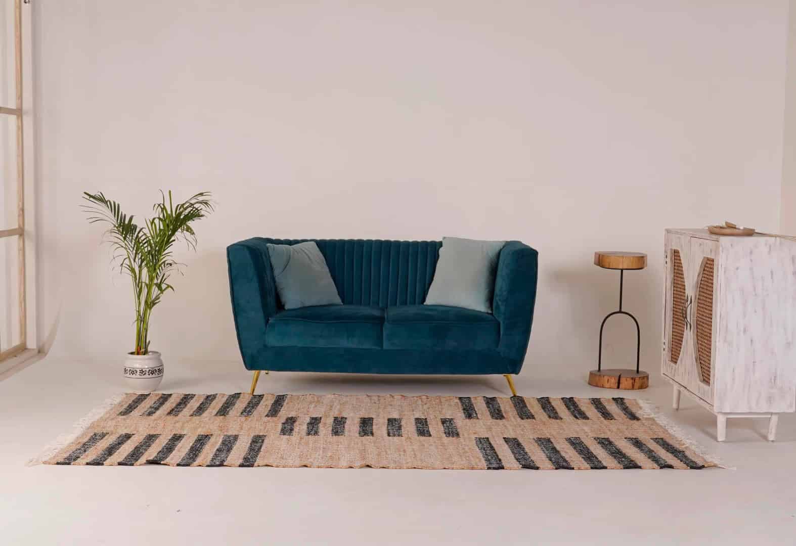 Natural Beige Jute High Quality Hand Woven Geometric Boho Style Rug With Black Stripes Line Rug White Fringes Rug For Home Decor Rug  - Image 2