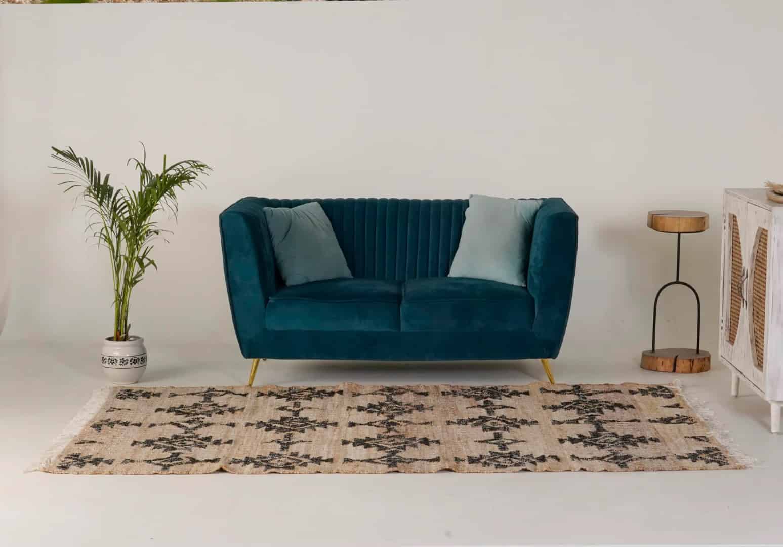 Natural Jute Fiber Cotton Hand Woven Bohemian Moroccan Inspired Rug Bohemian Vintage Large Rug Black Design Rug White Fringes Rug  - Image 2