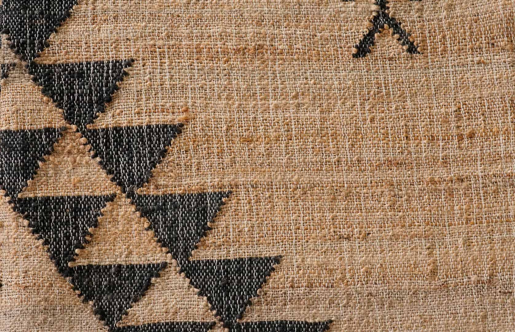 Natural Jute Fiber Juna Cotton Rug With Black Design Rug White Fringes Rug Boho Scandinavian Decor Rug For Living Home  - Image 9