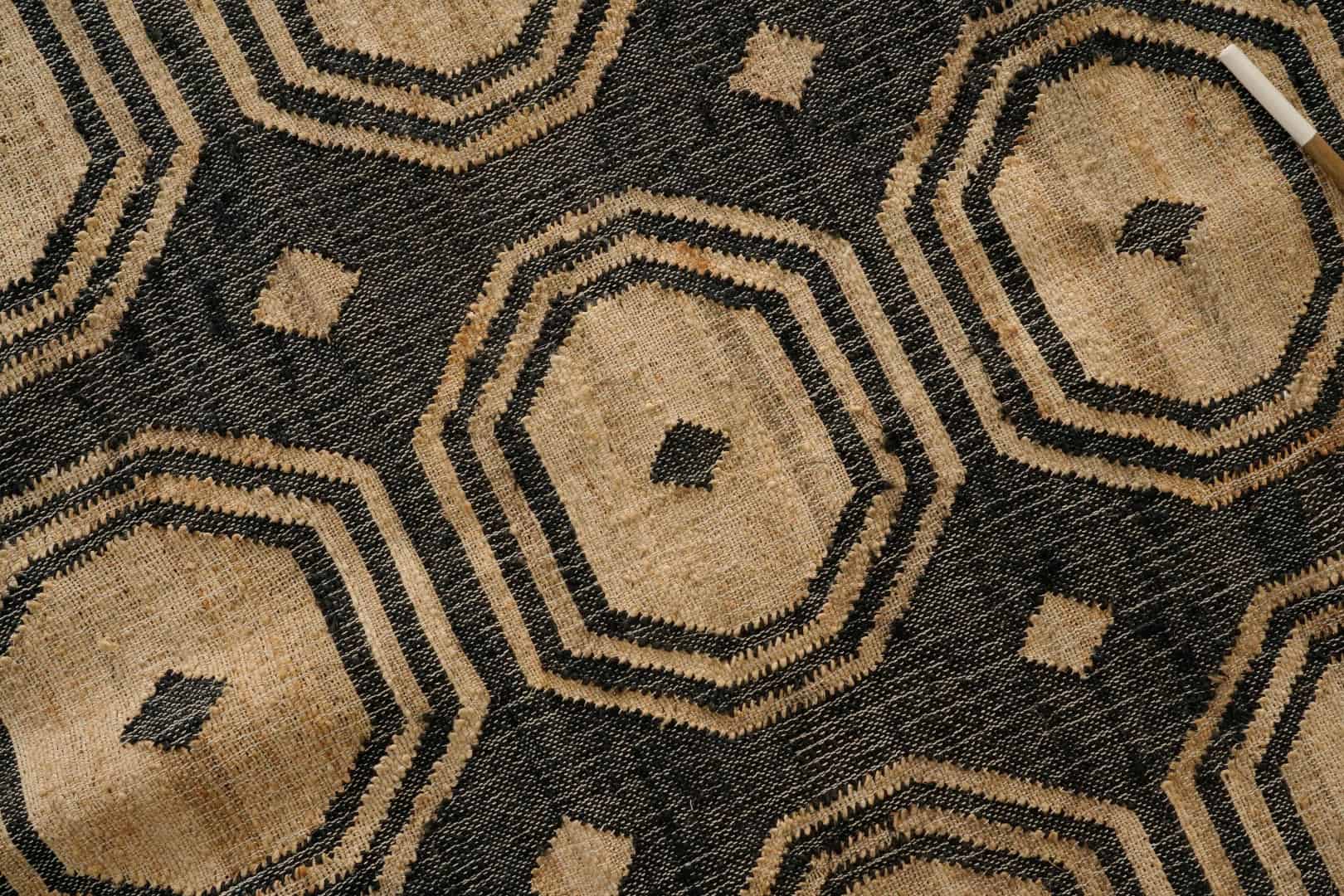 Handwoven Cotton Rectangle Juna Rug Beige Rug With Black Design Rug White Fringes Jute Rug Large Area Rug For Living Room Decor Rug  - Image 6