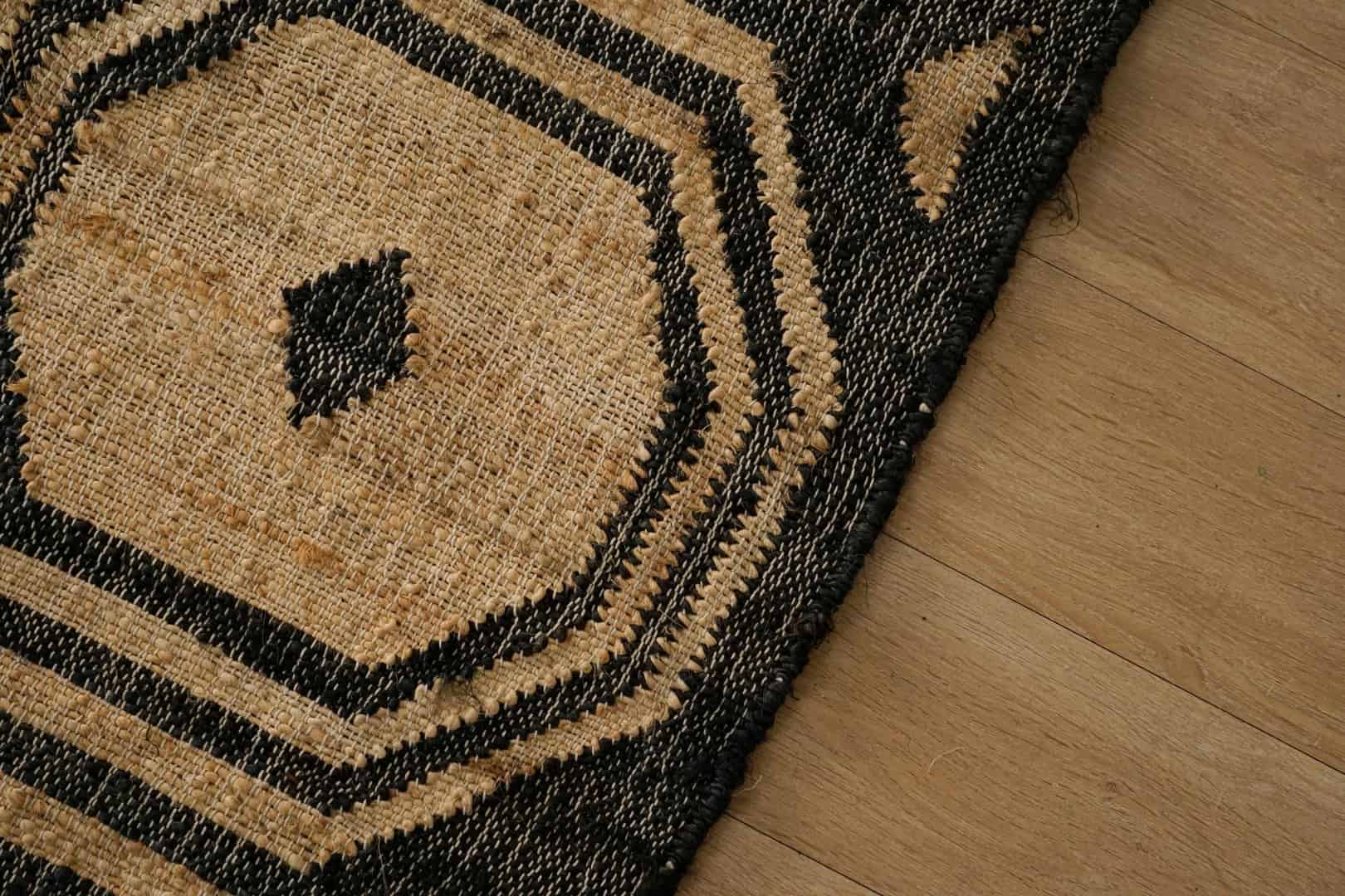 Handwoven Cotton Rectangle Juna Rug Beige Rug With Black Design Rug White Fringes Jute Rug Large Area Rug For Living Room Decor Rug  - Image 7