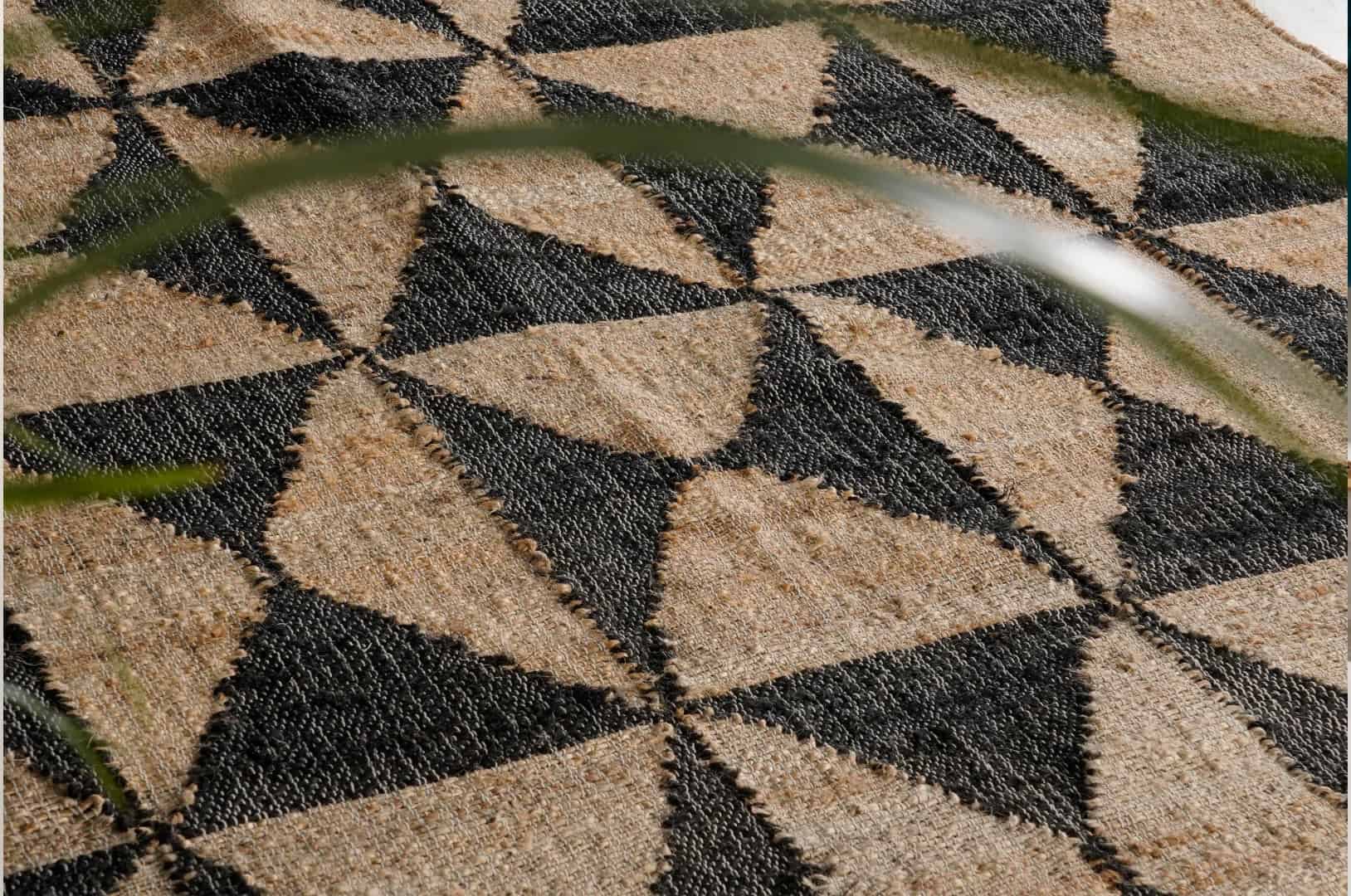 Natural Cotton Juna Moroccan Inspired Rug in Black Design Rug Vintage Large Area Rug Traditional Jute Rug Bohemian Decor Rug White Fringes Jute Rug  - Image 7