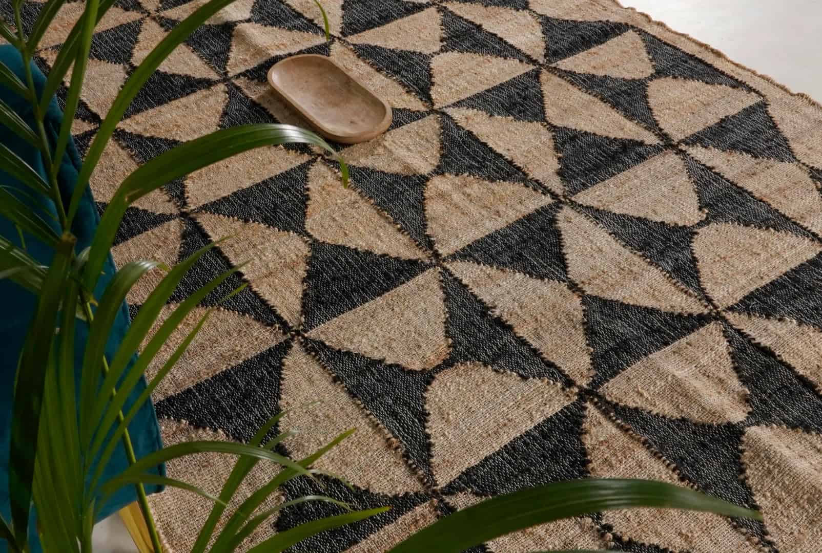 Natural Cotton Juna Moroccan Inspired Rug in Black Design Rug Vintage Large Area Rug Traditional Jute Rug Bohemian Decor Rug White Fringes Jute Rug  - Image 9