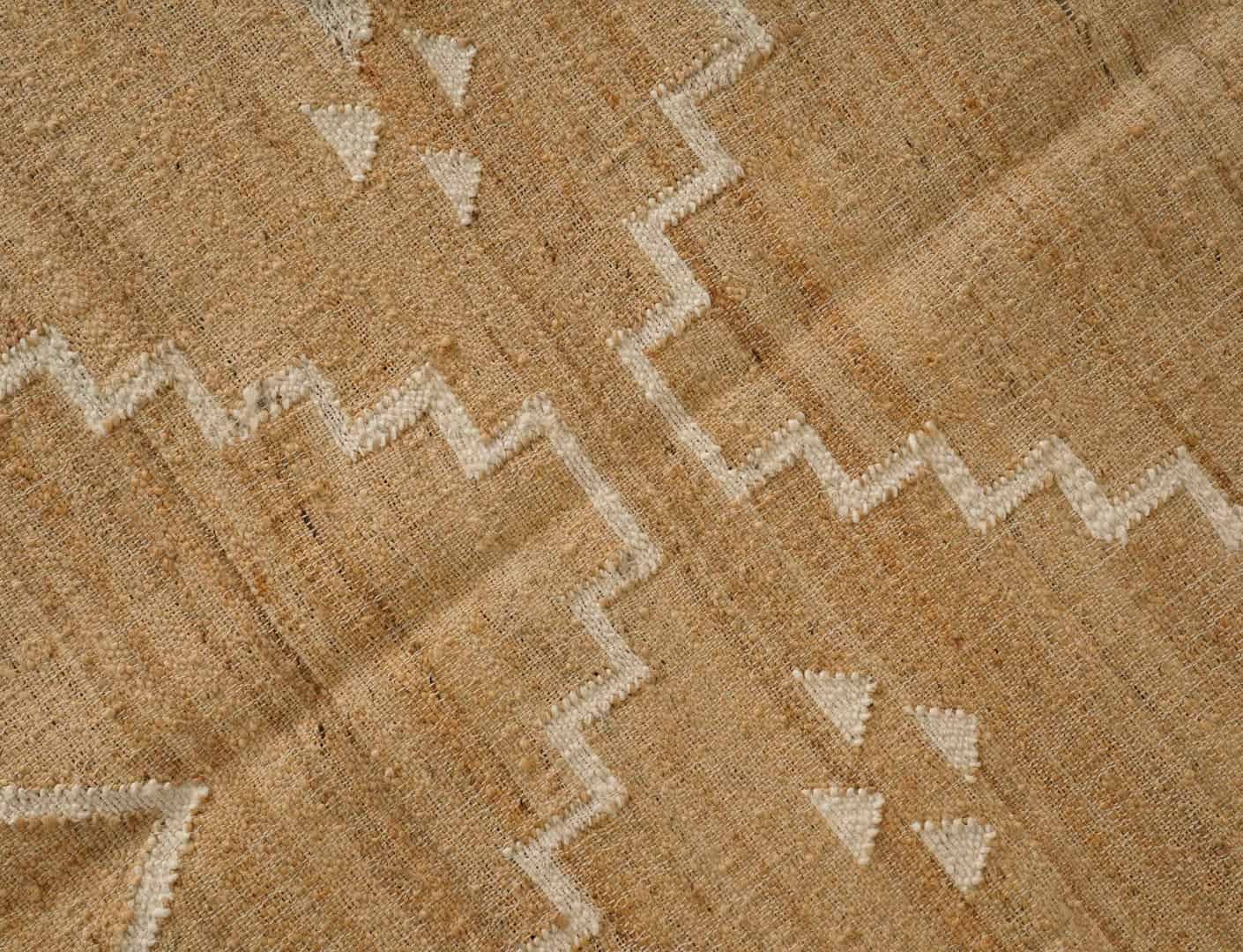 Natural Jute Fiber Cotton Hand Woven Bohemian Moroccan Inspired Rug Beige Jute Rug With White Pattern Rug For Decor Home And White Fringes Jute Rug  - Image 8