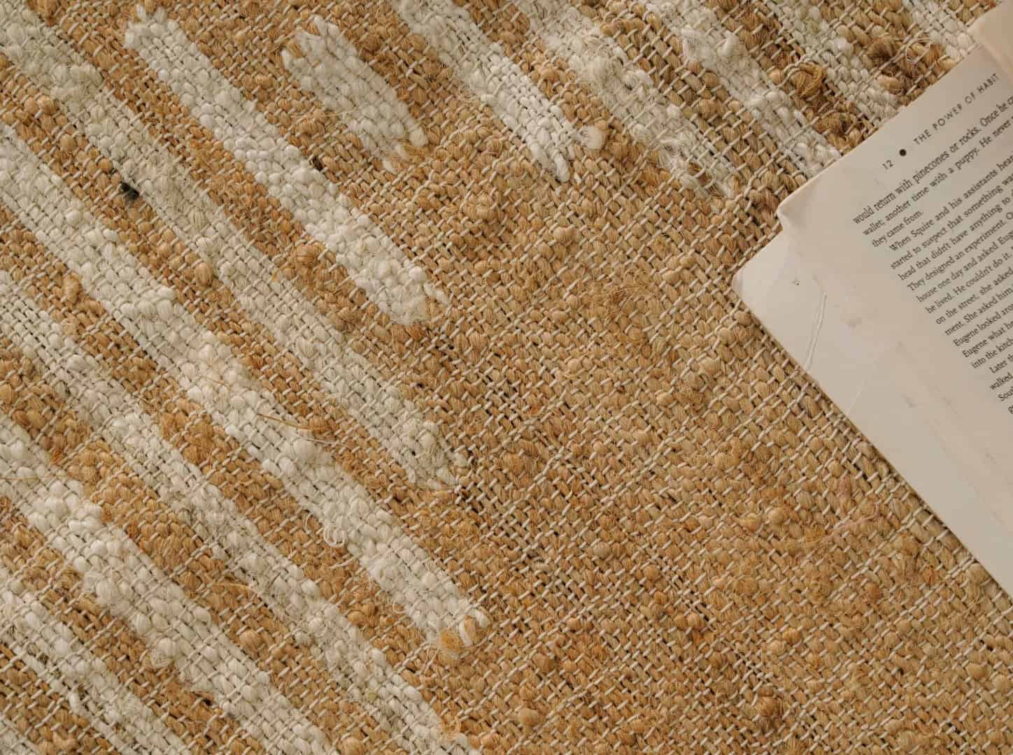 Bohemian Vintage Jute Cotton Juna Rug Beige Rug With White Design Rug For Living Room Rug White Fringes Jute Rug  - Image 8