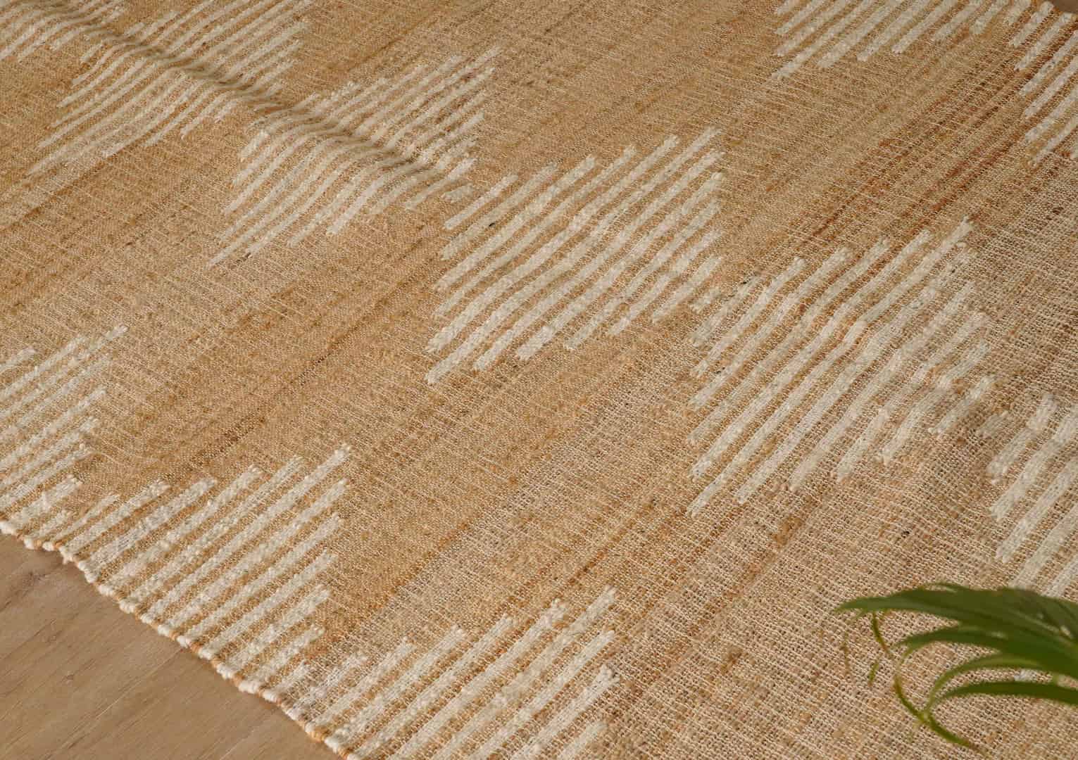 Bohemian Vintage Jute Cotton Juna Rug Beige Rug With White Design Rug For Living Room Rug White Fringes Jute Rug  - Image 7