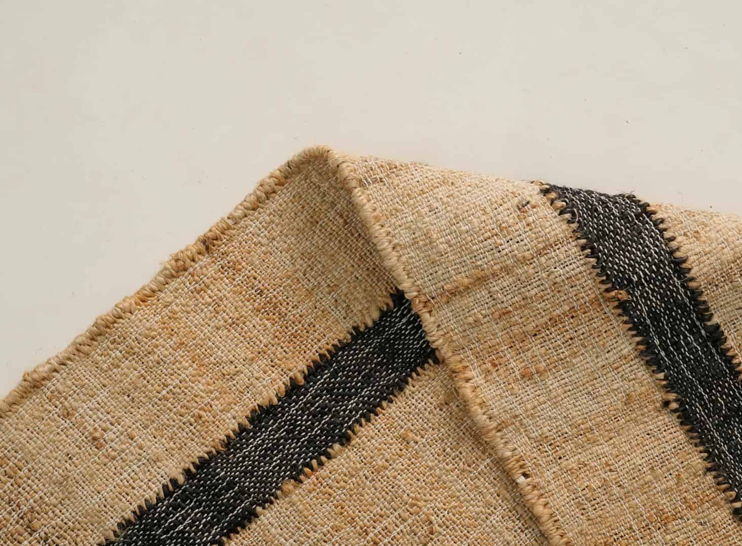 Beige Goldish Bohemian Boho Moroccan Rug Hand Woven Bohemian Decor Inspired Beige Rug With Black Pattern Rug White Fringes Jute Rug Entryway Dhurrie Rug - Image 5