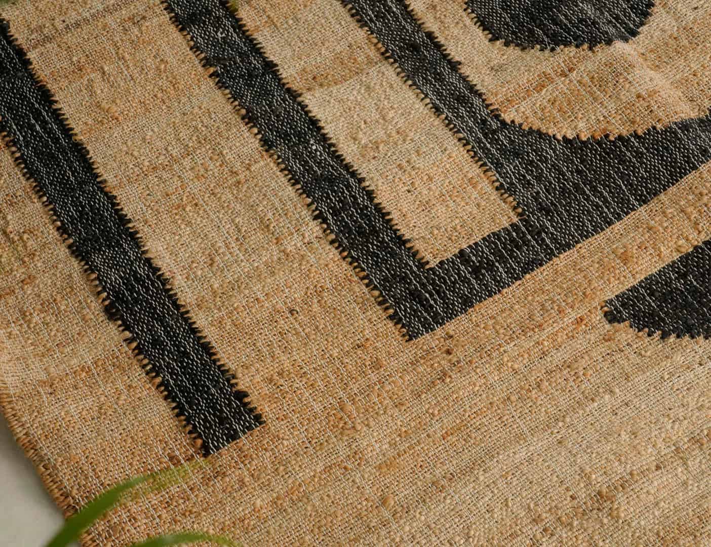 Beige Goldish Bohemian Boho Moroccan Rug Hand Woven Bohemian Decor Inspired Beige Rug With Black Pattern Rug White Fringes Jute Rug Entryway Dhurrie Rug - Image 9