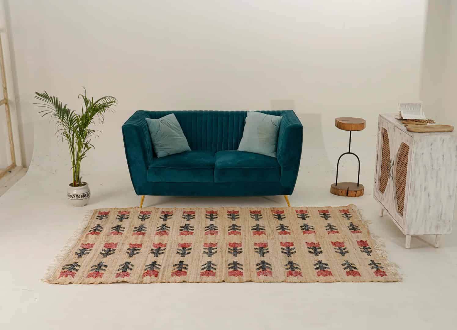 Indian Handmade Moroccan Cotton Jute Rug Large Area Rug For Living Decor Home Rug White Fringes Jute Rug Vintage Jute Area Rug  - Image 2