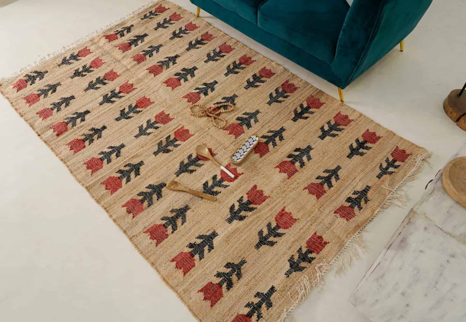 Indian Handmade Moroccan Cotton Jute Rug Large Area Rug For Living Decor Home Rug White Fringes Jute Rug Vintage Jute Area Rug  - Image 3