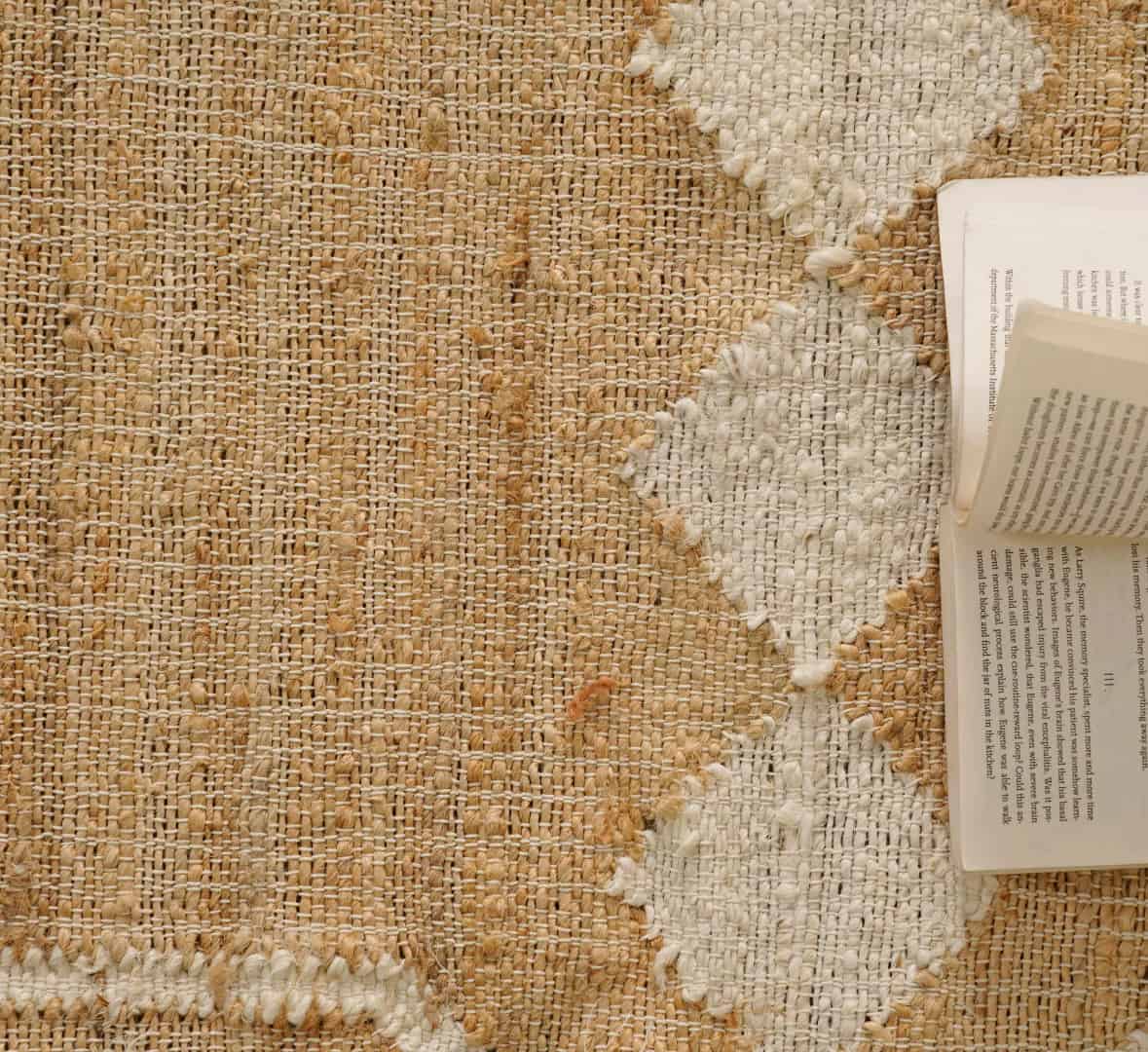 Beige Jute Rug With White Design Rug For Living Decor Room White Fringes Jute Rug Natural Jute Beige and White Design High Quality Hand Woven Geometric Boho Style Rug  - Image 7