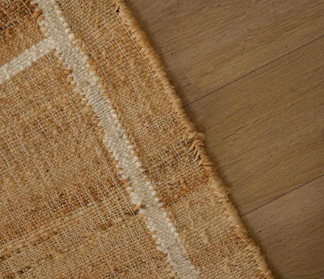Bohemian Vintage Cotton Juna Rug Large Area Rug Decor Rug Natural Jute Beige and White Design High Quality Hand Woven Geometric Boho Style Rug White Fringes Jute Rug  - Image 7