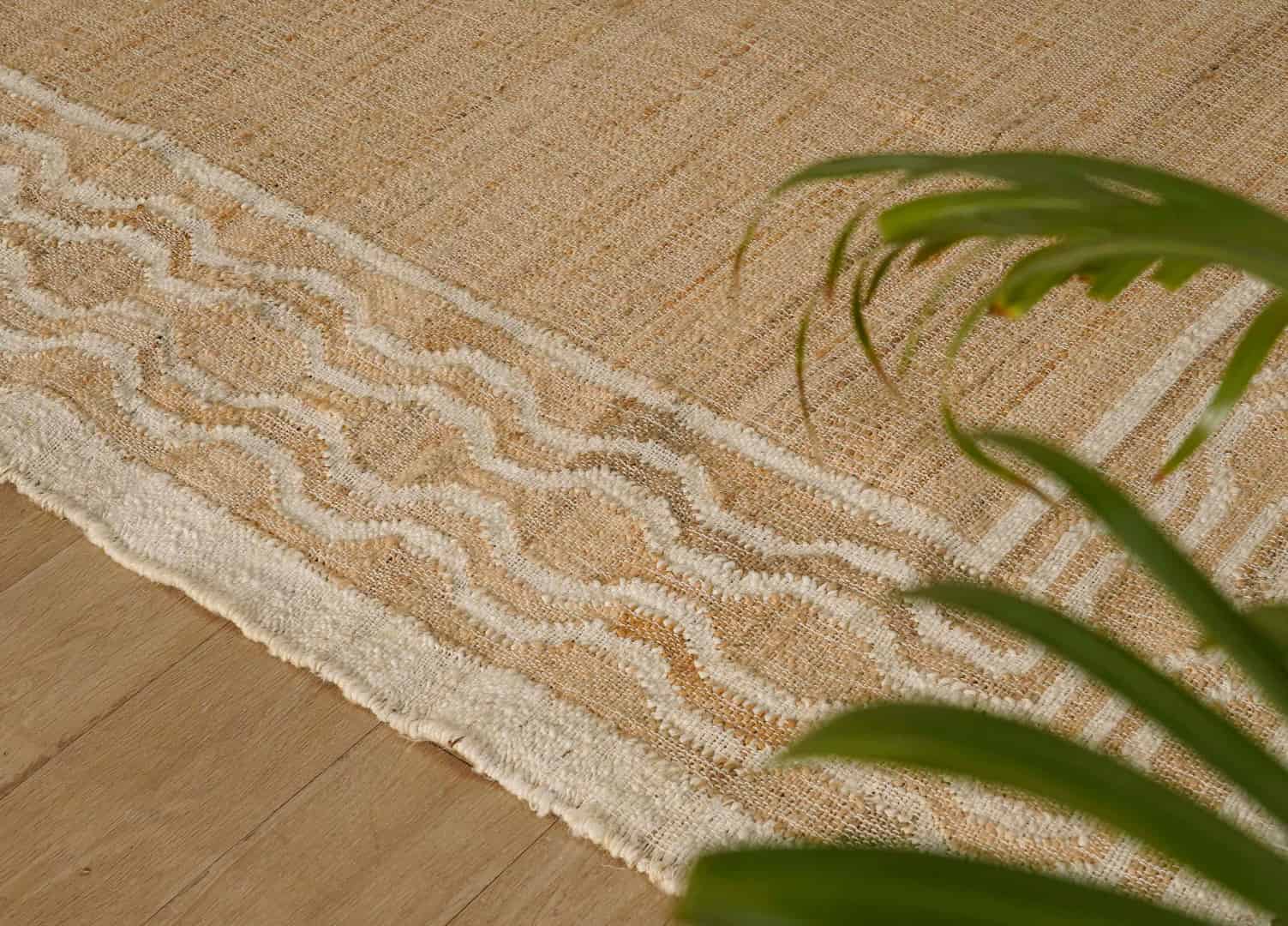 Natural Jute Handwoven Cotton Juna Rug Vintage Large Area Rug Home Decor Rug White Pattern Rug Juna Dhurrie With White Fringes Rug Decor Area Rug  - Image 4