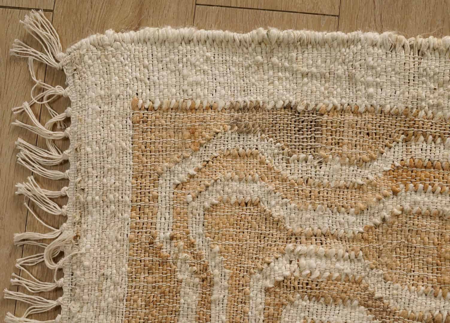 Natural Jute Handwoven Cotton Juna Rug Vintage Large Area Rug Home Decor Rug White Pattern Rug Juna Dhurrie With White Fringes Rug Decor Area Rug  - Image 6