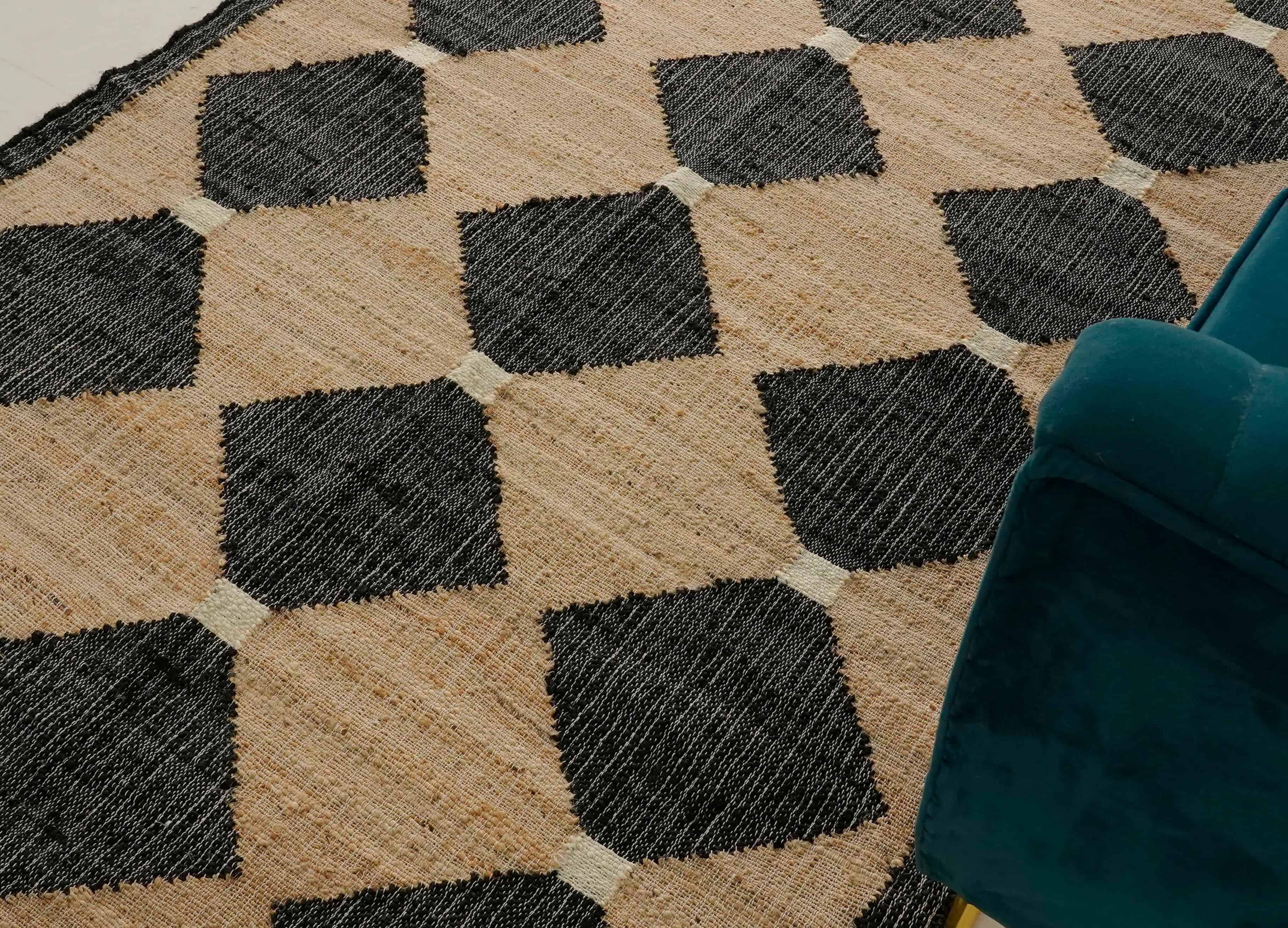 Beige Jute Rug With Black Design Jute And Cotton Kilim Premium Flatweave Scandivian Rug Hand Woven Decor Inspired White Fringes Jute Rug Living Decor Rug  - Image 8