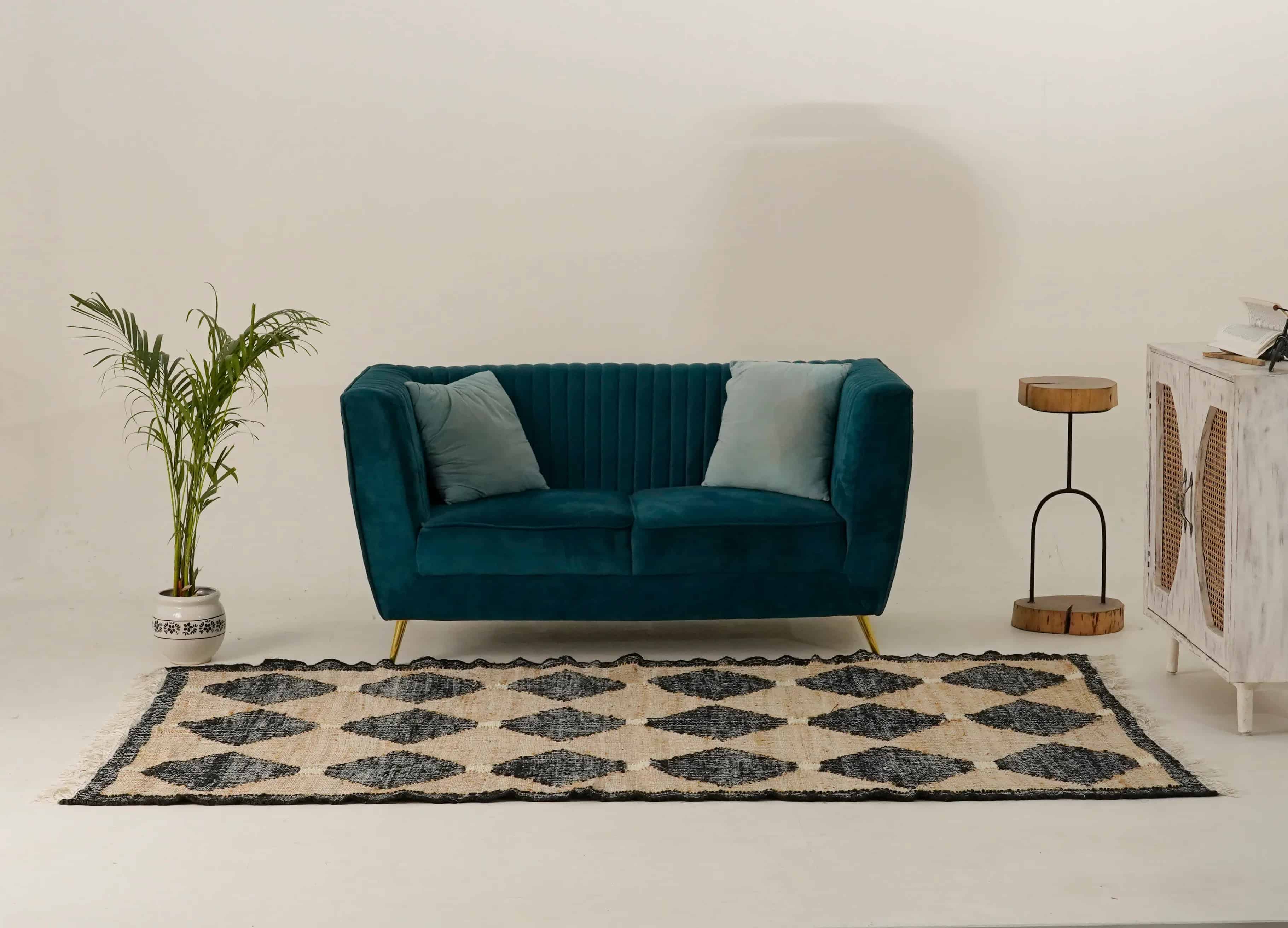 Beige Jute Rug With Black Design Jute And Cotton Kilim Premium Flatweave Scandivian Rug Hand Woven Decor Inspired White Fringes Jute Rug Living Decor Rug  - Image 2