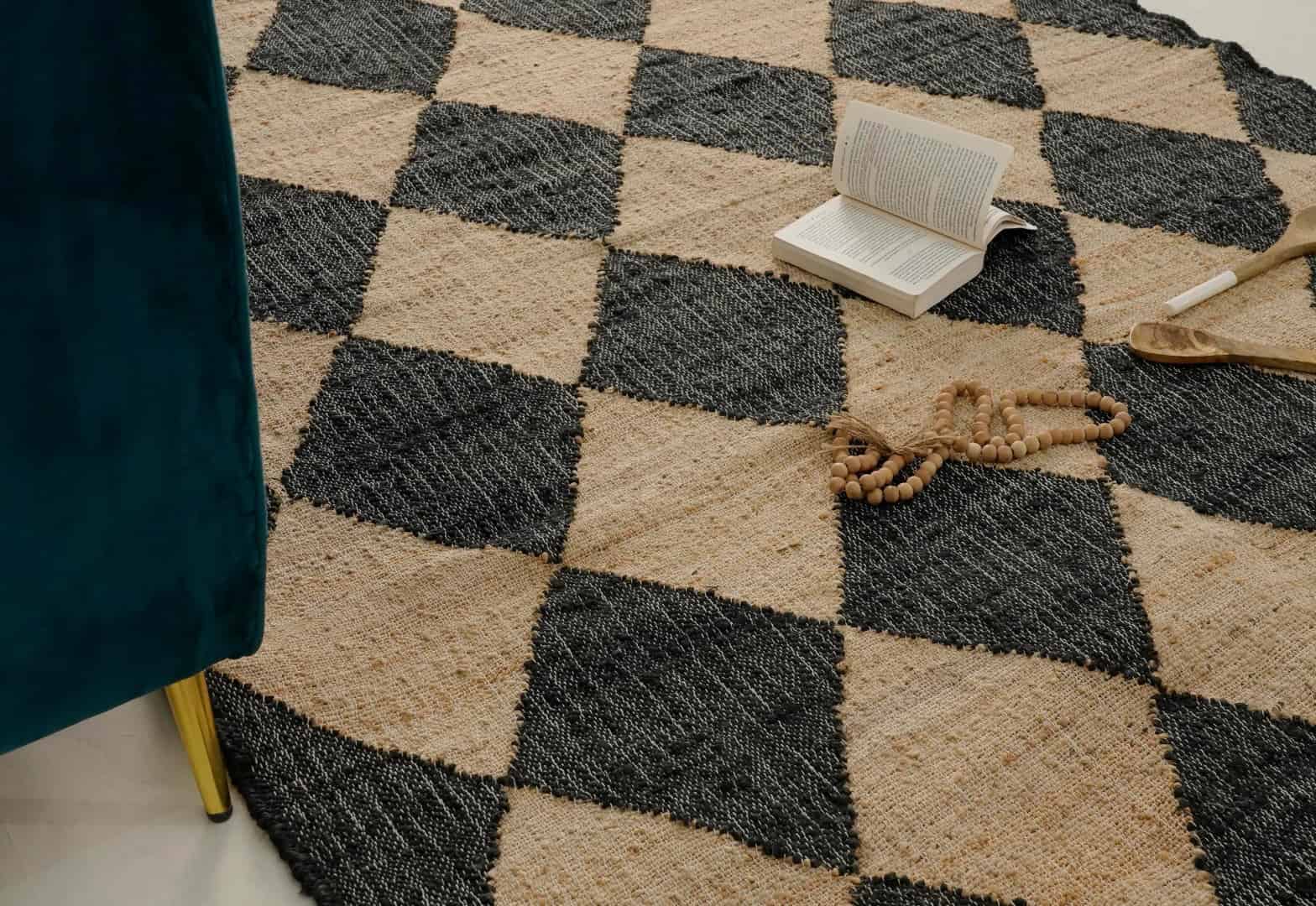 Bohemian Vintage Large Cotton Jute Rug Handwoven Large Area Rug Beige Rug With Black Pattern Rug White Fringes Jute Rug Decorative Home Area Rug - Image 7