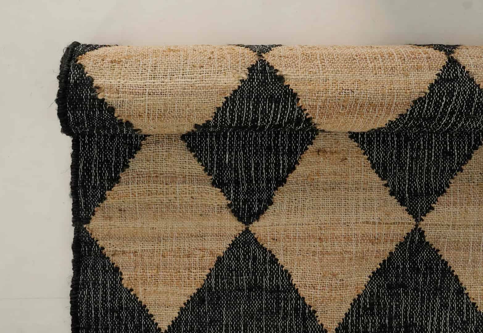 Bohemian Vintage Large Cotton Jute Rug Handwoven Large Area Rug Beige Rug With Black Pattern Rug White Fringes Jute Rug Decorative Home Area Rug - Image 4
