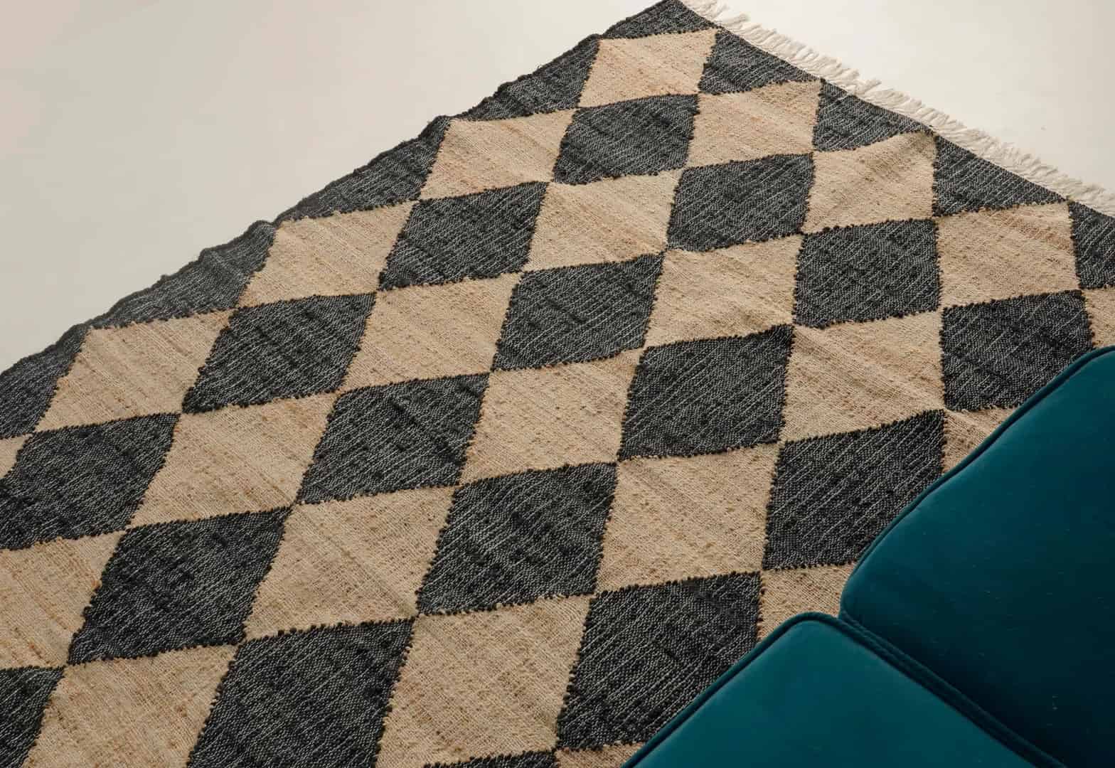 Bohemian Vintage Large Cotton Jute Rug Handwoven Large Area Rug Beige Rug With Black Pattern Rug White Fringes Jute Rug Decorative Home Area Rug - Image 3