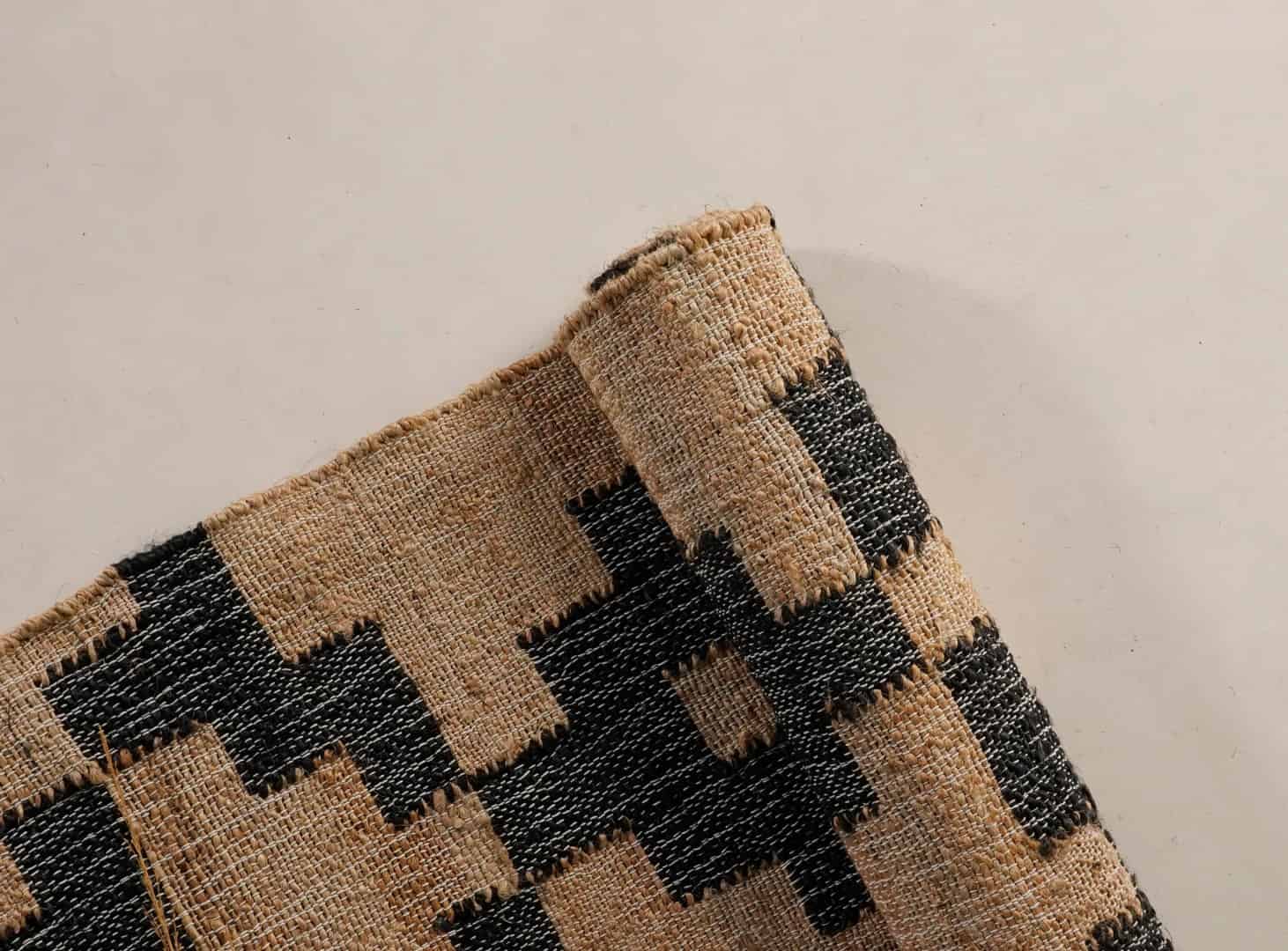 Bohemian Cotton Jute Rug Vintage Large Rug Beige Jute Rug With Black Design Rug For Decor Rug White Fringes jute Rug Moroccan Jute Rug  - Image 4