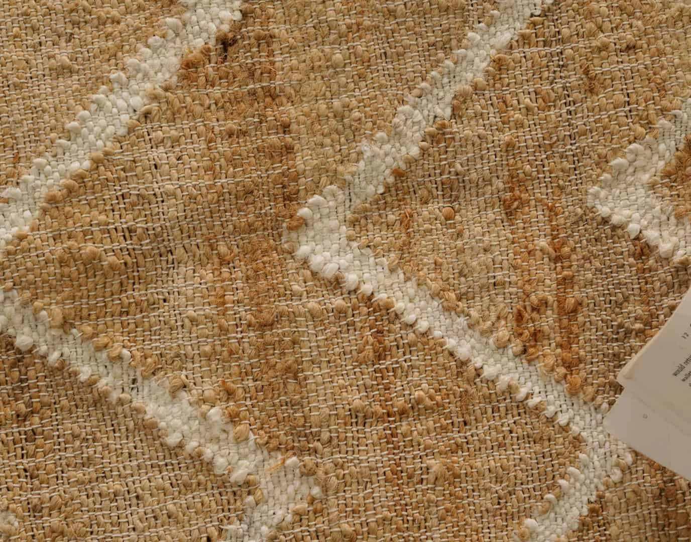 Indian Handmade Cotton Jute Rug Beige Cotton Juna Rug With White Pattern Rug Moroccan Nordic Scandinavian Decor Inspired White Fringes Rug For Living Home  - Image 8